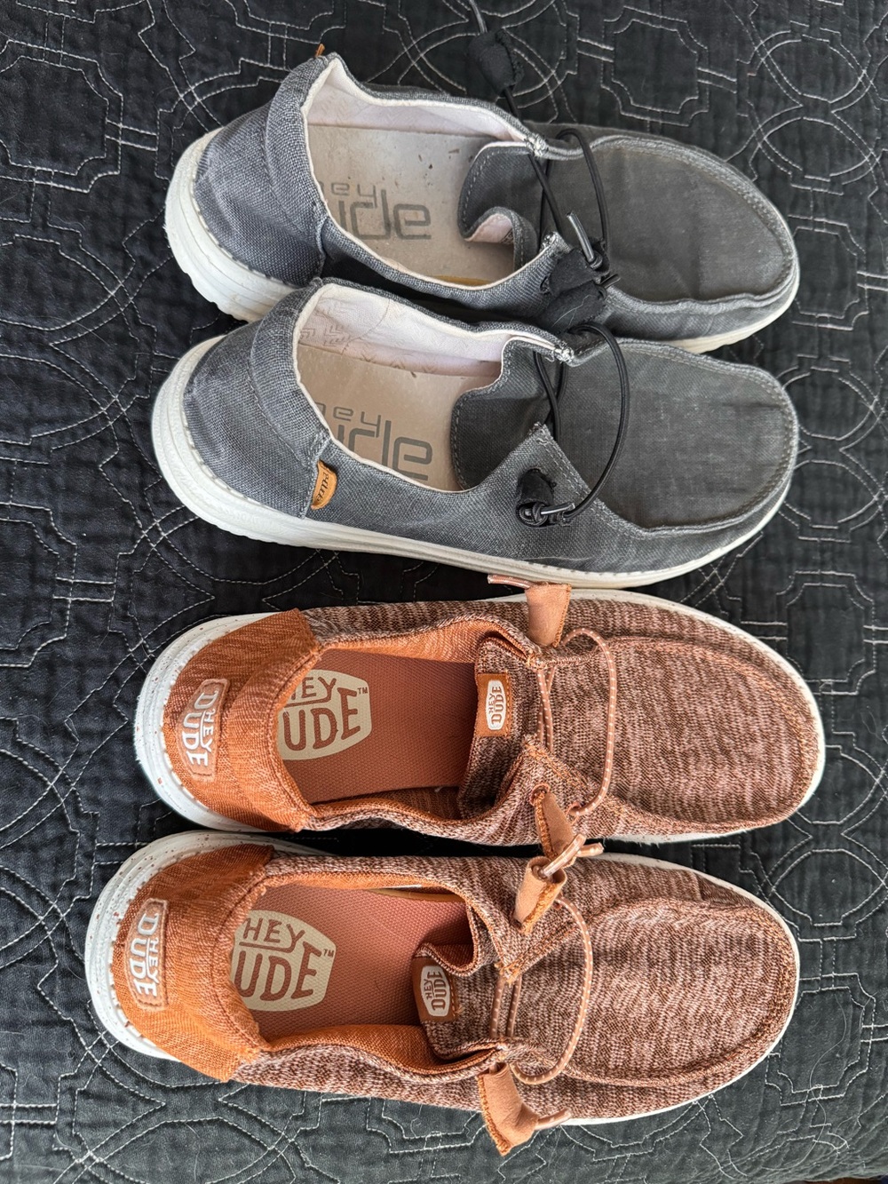Hey Dude Slip-On Sneakers in Gray and Rust-Two Pairs